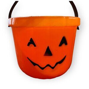 Vintage Runza Kids Meal Pumpkin Pail Bucket Halloween Promo Blow Mold 5" Small